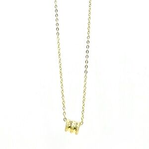 Axis – Gold Barrel Charm Necklace Tarnish Resistant, Stainless Steel